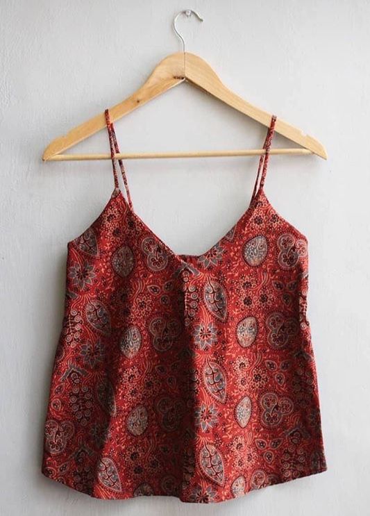 Rust Red Boho Printed Cami Top