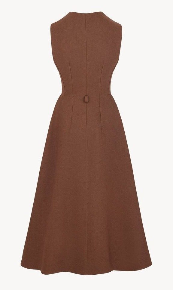 Mocha Brown Double-Breasted Sleeveless Midi Dress